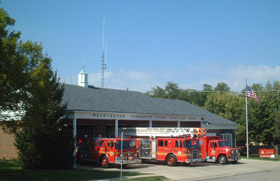 fire trucks outside station